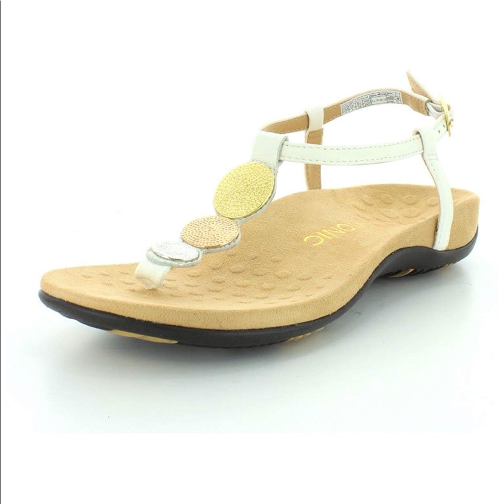 Vionic White T-Strap Comfy Sandals